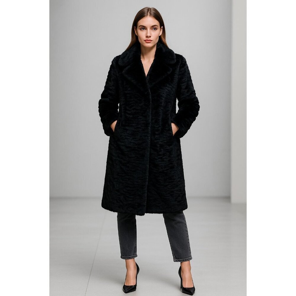 Kate Spade New York Faux Fur Coat Women’s M Elegant Textured Plush Winter Jacket